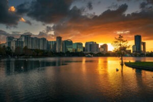 Sunset over Lake Eola, Orlando