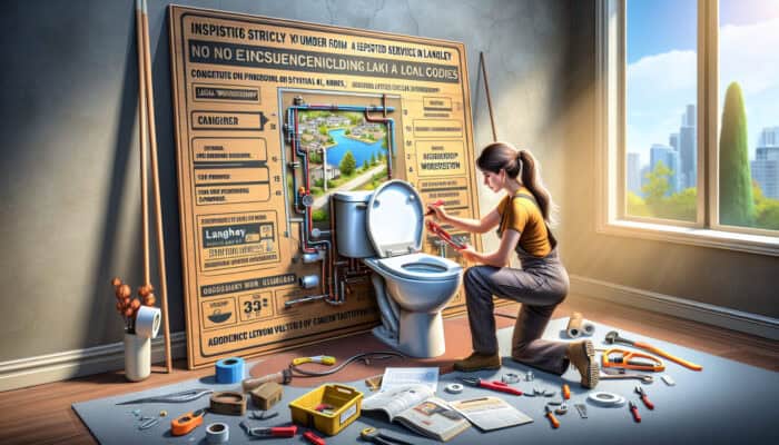 A qualified technician expertly installs a modern toilet in Langley, ensuring quality work and compliance with codes.