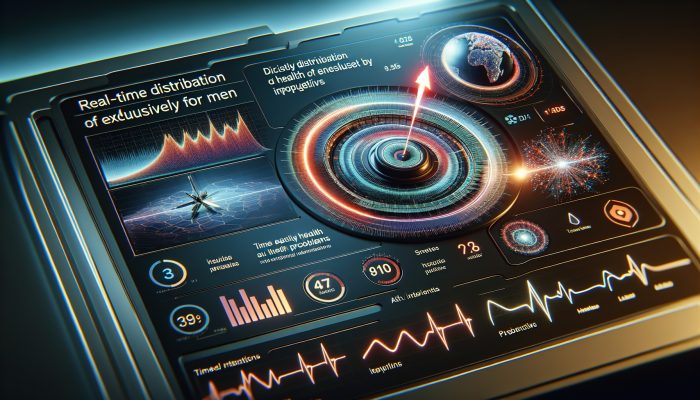 An advanced dashboard displaying real-time health metrics for men, with AI tools analyzing data and proposing interventions.