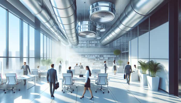 Commercial Duct Cleaning Services in West Vancouver: Modern office with pristine air ducts, promoting employee and customer health in an allergen-free environment.