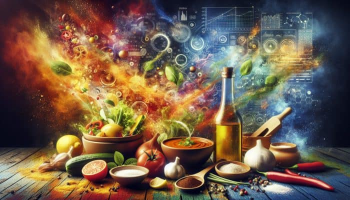 Lemon juice, vinegar adding brightness; oils, butter providing richness to balance flavors in curry and salad.