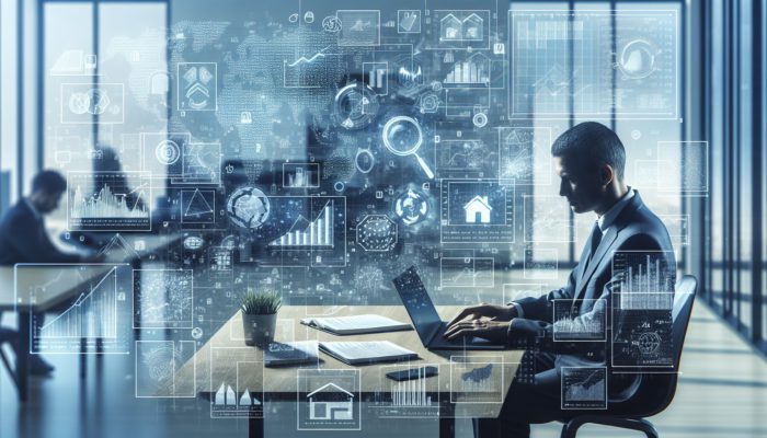 A person analysing property market data on a laptop in a modern office in Mthatha.